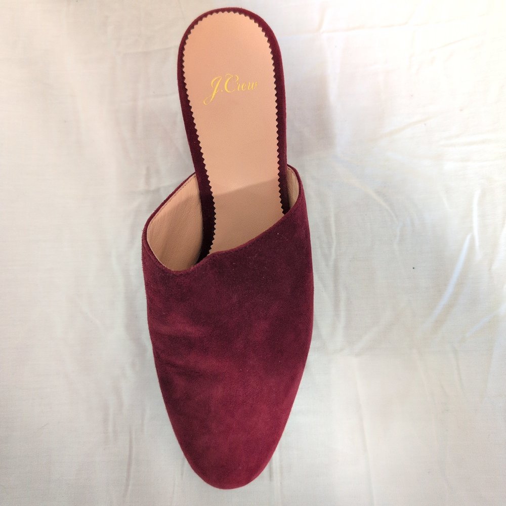 J.Crew Burgundy Suede Block Heel Mules Size 9 - Picture 8 of 10